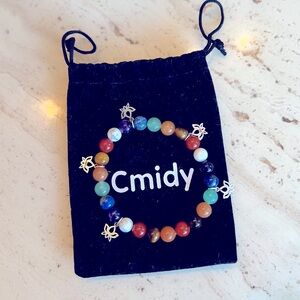 HANDMADE 7 CHAKRA BRACELET WITH STERLING SILVER LOTUS CHARMS